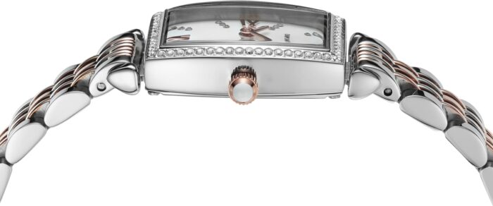 Emporio Armani Gianni T Bar White Mother Of Pearl Dial Two Tone Steel Strap Watch For Women - AR11519 - Image 6